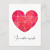 Carte Postale Love puzzle solved, red puzzle heart (Devant)