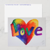 Carte postale Love Rainbow Heart Watercolor Art (Devant / Derrière)