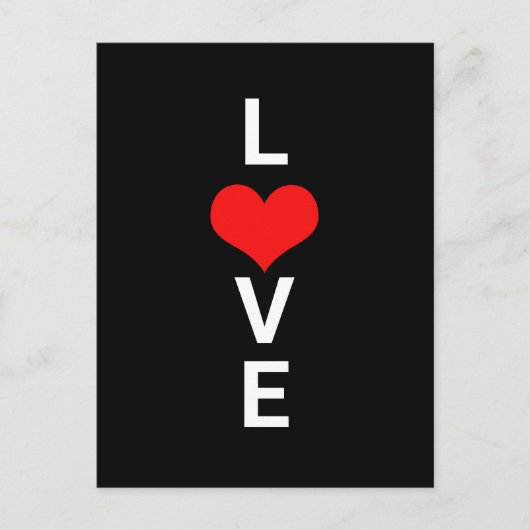 Carte Postale Love Red Heart mignon Saint Valentin Blanc Noir (Devant)