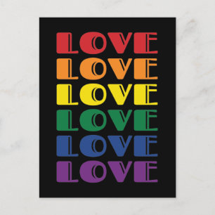 Carte Postale Love Repeating Text Gay pride LGBTQ