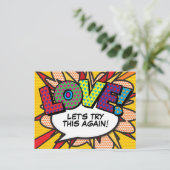 Carte Postale LOVE reporté changement de date Comic Book Pop Art (Debout devant)