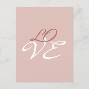 Carte Postale Love Rose Gold Color Calligraphy Script