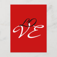 Love Rouge Blanc Noir Couleur Script Calligraphie