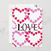Carte Postale LOVE ROUGE ROSE DE Tiny Hearts (Devant / Derrière)