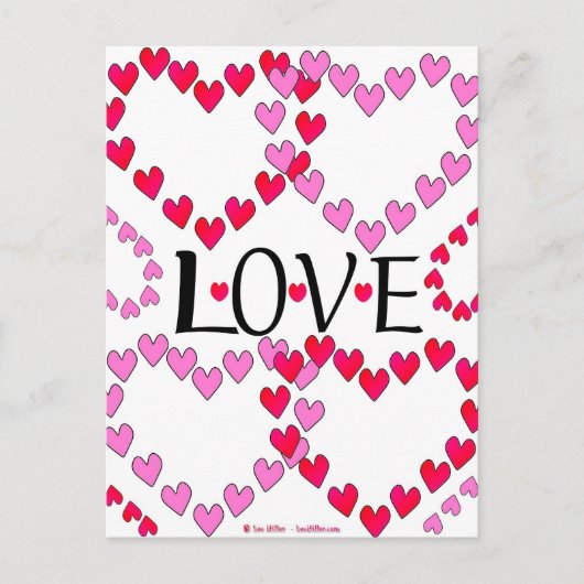 Carte Postale LOVE ROUGE ROSE DE Tiny Hearts (Devant)