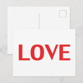 Carte Postale Love rouge typographie moderne Saint Valentin (Devant / Derrière)