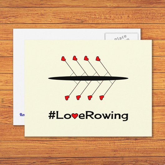 Carte Postale Love Rowing slogan et bateau
