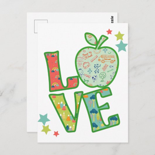 Carte Postale Love School Apple, Drake Back to School (Devant / Derrière)