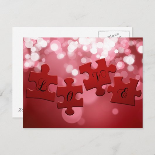 Carte Postale Love Script Puzzle Pièces (Devant / Derrière)