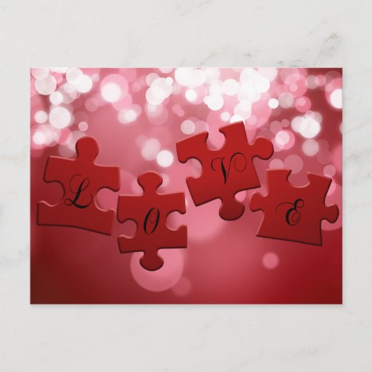 Carte Postale Love Script Puzzle Pièces (Devant)