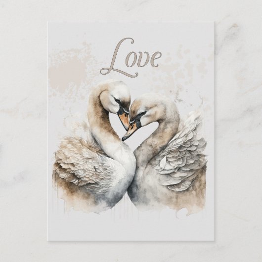 Carte Postale Love Swans Mariage romantique (Devant)