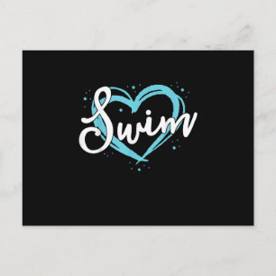 Carte Postale Love Swim Team Heart Lover Blue Swimmer