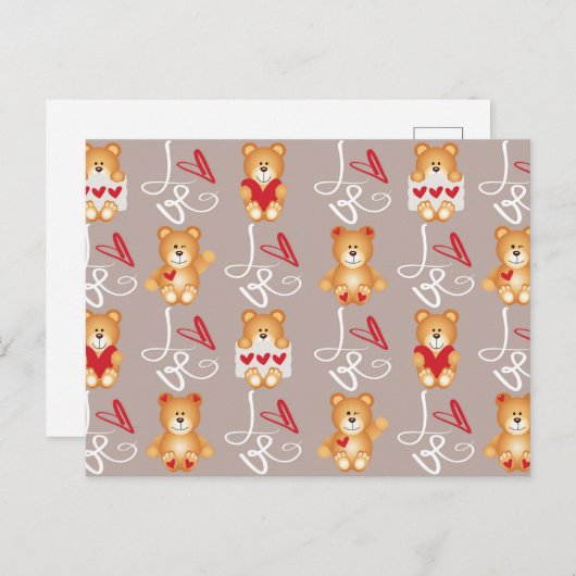 Carte Postale Love Teddy Bear (Devant / Derrière)