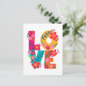 Carte Postale LOVE typographie clipart, design floral (Debout devant)