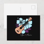 Carte Postale Love Ukulele Music Guitare Fleurs Hawaii (Devant / Derrière)