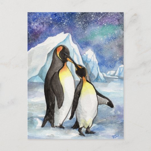 Carte Postale Love Under the Stars - Penguin Lovers (Devant)