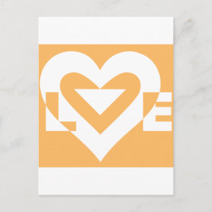 Carte Postale Love White sur Orange