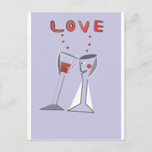 Carte Postale Love Wine Glasses