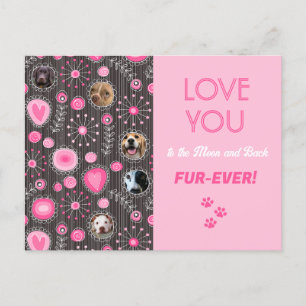 Carte Postale Love you Furever Pink Heart Flower Photo Collage