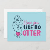 Carte Postale Love You Like No Otter Pun Drôle Saint Valentin (Devant / Derrière)
