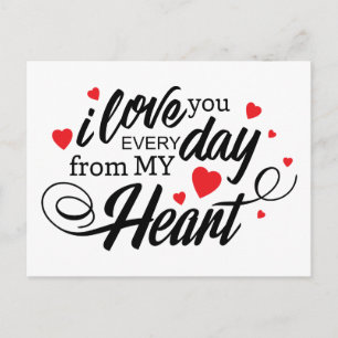 Carte Postale Love You Red Hearts Valentines Mariage Fiançailles