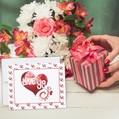 Carte Postale Love You Romantic Red Marble Heart Valentine