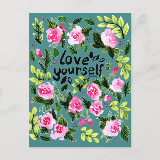 Carte Postale Love yourself - Watercolor Quote (Devant)