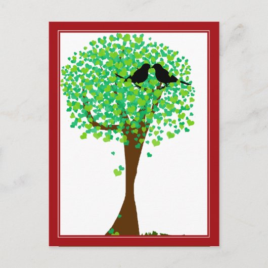Carte Postale Lovebirds in Tree of Hearts - Spring Time Love (Devant)
