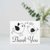 Carte Postale Lovebirds Merci noir blanc Mariage oiseaux (Debout devant)