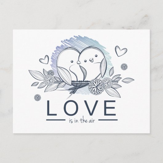 Carte Postale Lovebirds Purple Love Love Mariage (Devant)