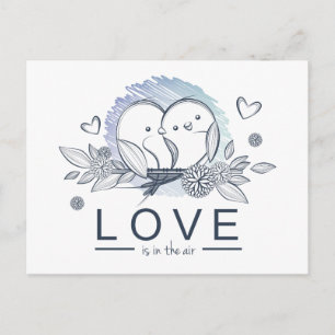 Carte Postale Lovebirds Violet Floral Mariage Fiançailles