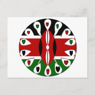Carte Postale Lovely Hearts Kenya : Drapeau Art Motif