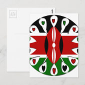 Carte Postale Lovely Hearts Kenya : Drapeau Art Motif (Devant / Derrière)