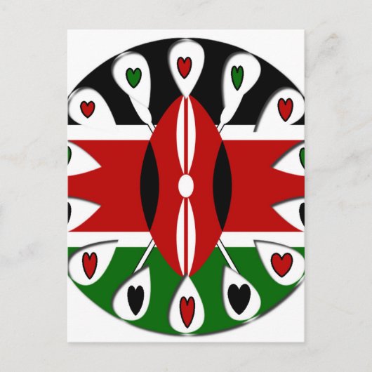 Carte Postale Lovely Hearts Kenya : Drapeau Art Motif (Devant)