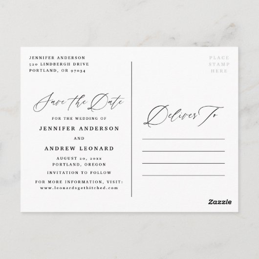 Carte Postale Lovely Script | Save the Date Photo Announcement (Dos)