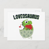 Carte Postale Loveosaurus Saint Valentin Dinosaur Dino Cute (Devant / Derrière)