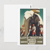 Carte Postale Loyd Triestino Indes Service Express Pour Bombay (Devant / Derrière)
