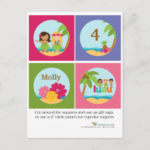Carte Postale Luau Cupcake Toppers
