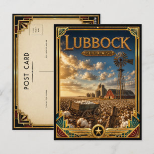 Carte Postale Lubbock Texas Art Déco Vintage Âge d'Or