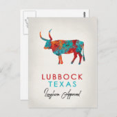 Carte Postale Lubbock Texas Colorful Longhorn (Devant / Derrière)