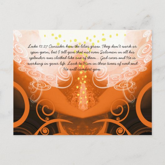 Carte Postale Luc 12:27 Voyez comment les lis poussent. (Devant)