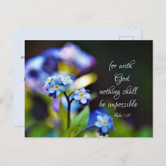 Carte Postale Luc 1:37 Car avec Dieu rien ne sera impossible (Devant / Derrière)