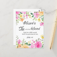 Luc 1:45 Béni est Elle, Écriture Féminine Floral