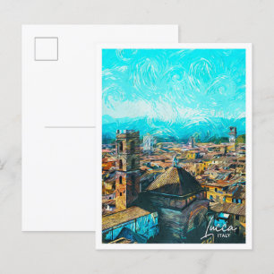Carte Postale Lucca Italie Belle Peinture Paint Ville