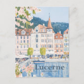Carte Postale Lucerne Suisse Aquarelle Peinture Voyage (Devant)