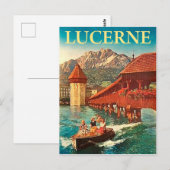 Carte Postale Lucerne, Suisse, filles en bateau, vintage (Devant / Derrière)