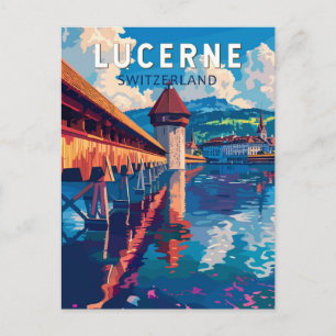 Carte Postale Lucerne Suisse Travel Art Vintage