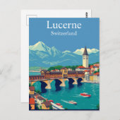 Carte Postale Lucerne, Suisse Voyage Alpine Townscape (Devant / Derrière)