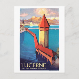 Carte Postale Lucerne, Suisse, vue sur le lac et une tour,