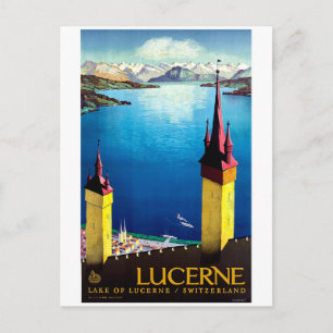 Carte Postale Lucerne, tours de ville, paysage, vue sur le lac